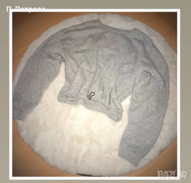 сива къса блузка с ластик на талията , снимка 1