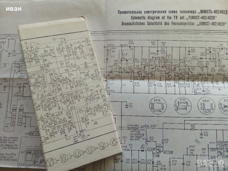 Принципни електрически схеми за телевизори "Юность - 402,402Д" и "Темп - 714,714Д", снимка 1