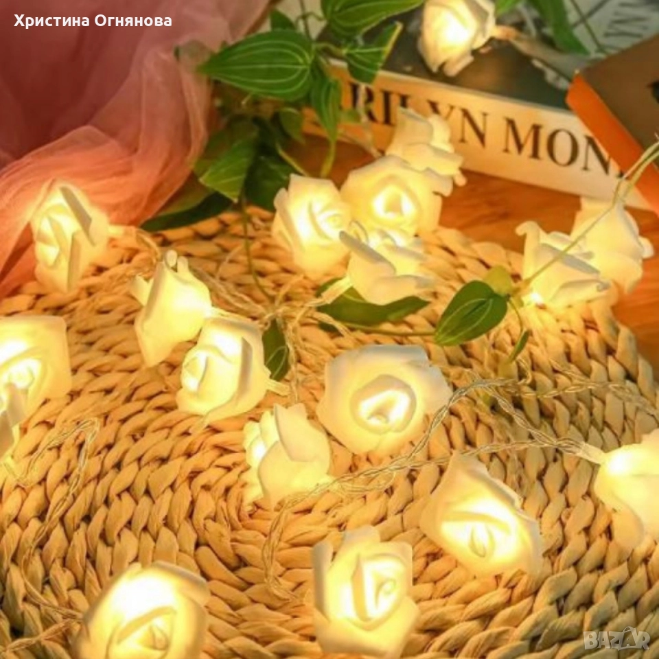 Декоративни интериорни LED лампички рози, снимка 1