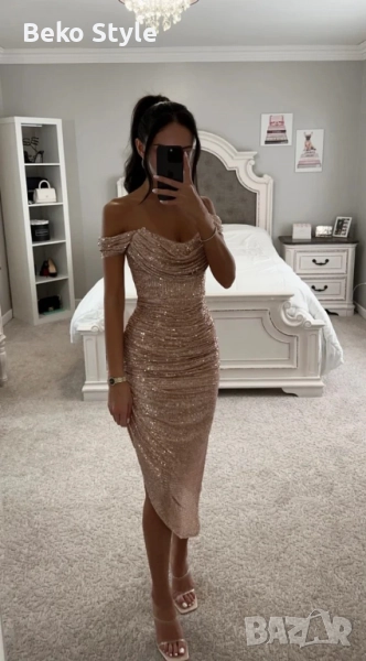 Елегантна рокля с паети в два цвята , снимка 1