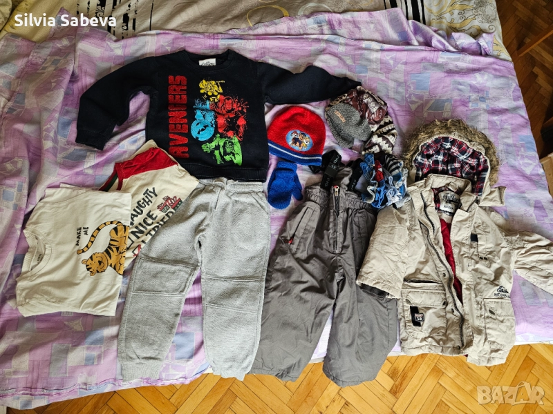 Детски дрехи за 3-4 годишно момче, яке, хапки, ски гащеризон, панталон , ватирана блуза Marvel и т.н, снимка 1