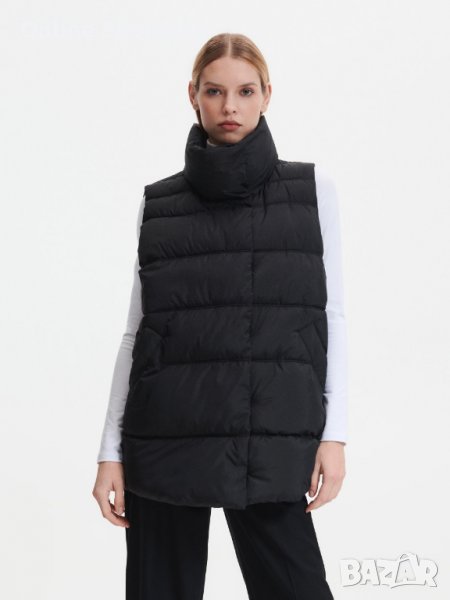 Дамски черен капитониран елек, снимка 1