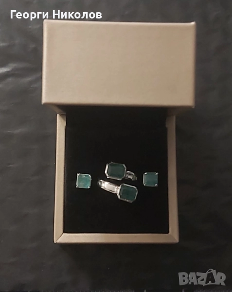 Пръстен и обици с изумруди , снимка 1