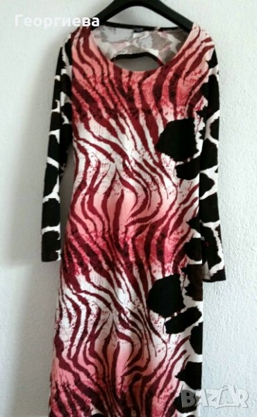 Красива и ефектна рокля в червено,черно и бяло, снимка 1