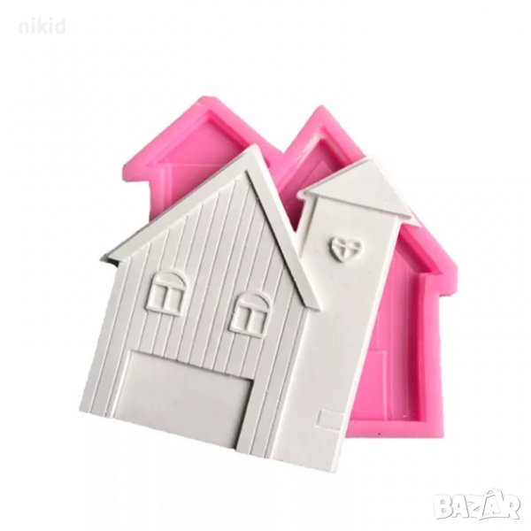 Къща с комин плитък силиконов молд форма фондан фипс шоколад, снимка 1