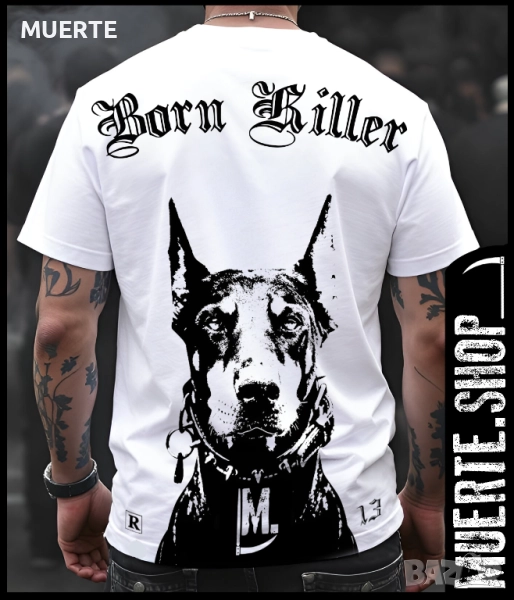 Тениска с щампа –  BORN KILLER DOBERMAN, снимка 1