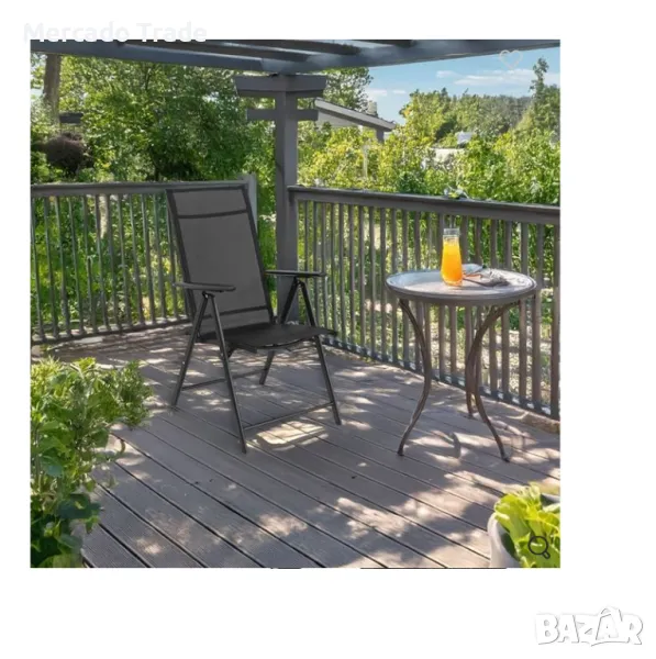 Сгъваем стол Mercado Trade, За къмпинг, градина, тераса, Черен, снимка 1