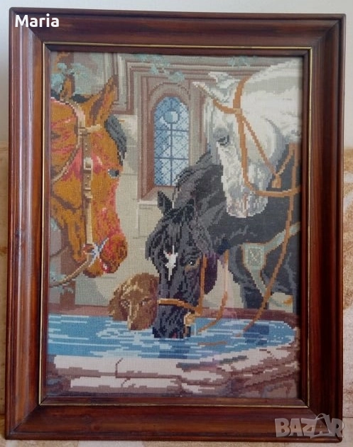 Гоблен "Коне на водопой", снимка 1