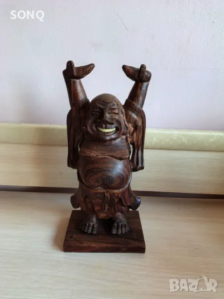 Дървена Скулптура-Смеещия се Буда, снимка 1