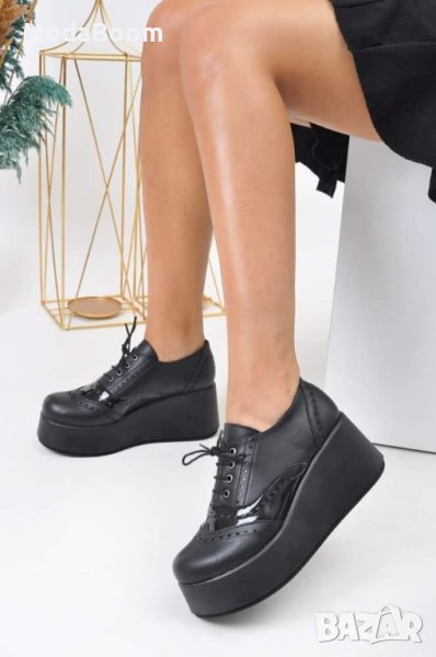 Кожени обувки на платформа , снимка 1