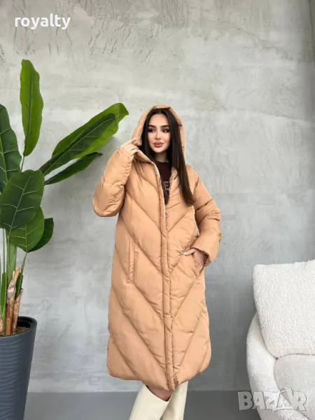 Бежово дълго дамско зимно яке , снимка 1