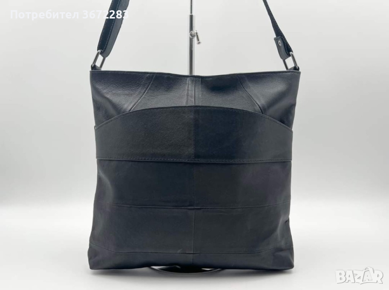 Модерна дамска чанта от естествена к. в класически прав дизайн 36/35см, снимка 1