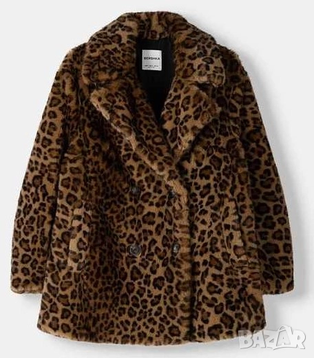 Дамско палто с животинска щампа Bershka, 100% полиестер, L, снимка 1