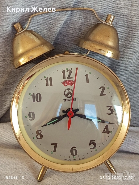 Стар механичен будилник TREASURE CHINA много красив за КОЛЕКЦИЯ ДЕКОРАЦИЯ 23575, снимка 1