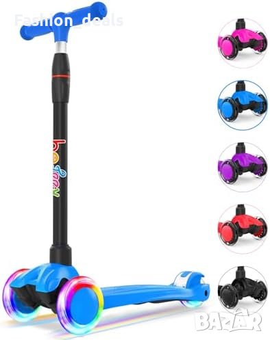 Нова Детска Тротинетка 3 Колела със Светлини Подарък деца Коледа, снимка 1