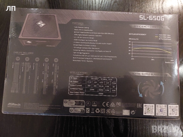 ASRock SL-650G 650W захранване, снимка 2 - Захранвания и кутии - 52596588