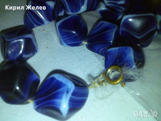 СТАРО АРТ ДЕКО 30-те ГОДИНИ КОЛИЕ МЛЕЧНО-СИН ПОЛУСКЪПОЦЕНЕН КАМЪК ЯСПИС 74511, снимка 7 - Антикварни и старинни предмети - 29614830