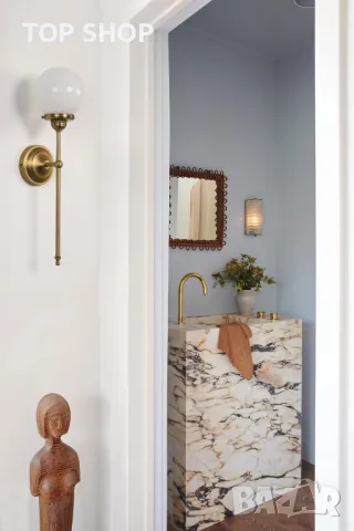 JIMUBEAM индустриална винтидж стенна лампа, бял стъклен глобус, снимка 8 - Лампи за стена - 49511635