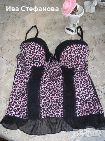 Страхотен еластичен леопардов розов  корсет бюстие 85C , снимка 3 - Корсети, бюстиета, топове - 36998802