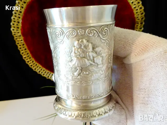 Чаша от калай,картини Влюбени,Фортуна,Скорпион, снимка 6 - Антикварни и старинни предмети - 47644220