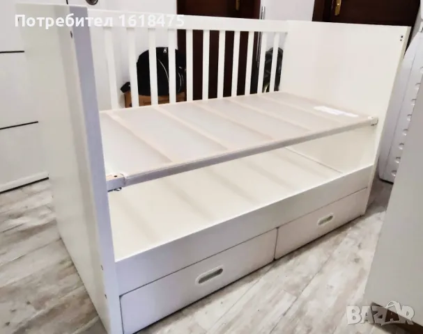 Бебешко/Детско креватче с две нива ИКЕА+подаръци матраче и комарник, снимка 8 - Мебели за детската стая - 49042598