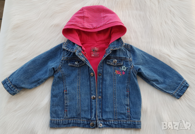  Детско дънково яке с подплата суичър 2в1 размер 9-12 месеца, снимка 15 - Бебешки якета и елеци - 44923103