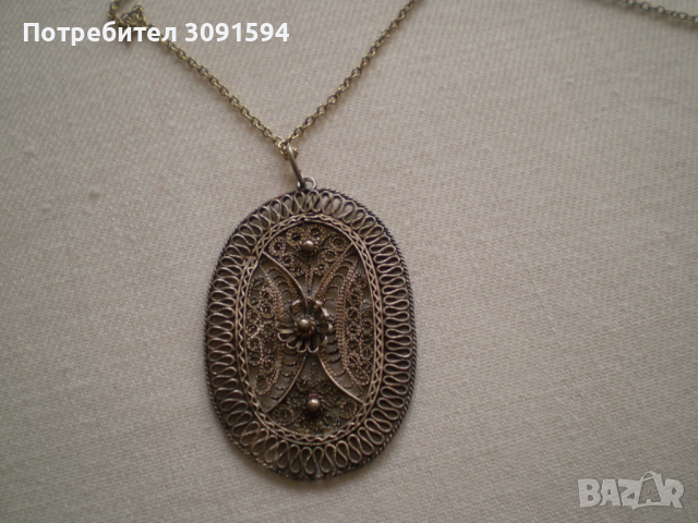 Ретро медальон филигран, снимка 4 - Антикварни и старинни предмети - 36526675