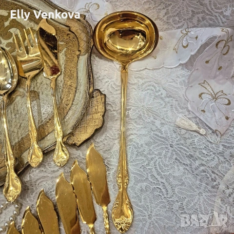 Комплект прибори Solingen с 23/24-каратово златно покритие, снимка 4 - Прибори за хранене, готвене и сервиране - 53066616