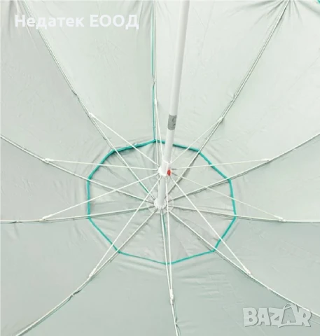 Плажен ветроустойчив чадър, Тюркоаз, UPF 50+, Ø2.25 м., снимка 2 - Други - 50455371