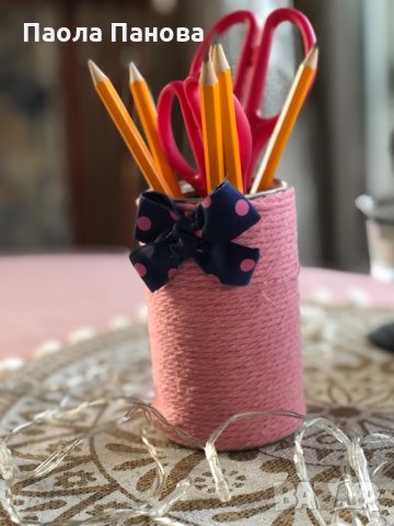 Розов моливник - изцяло ръчна изработка , снимка 4 - Ученически пособия, канцеларски материали - 33874540