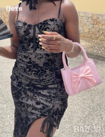 Асиметрична елегантна черна рокля с дантела , снимка 3 - Рокли - 42363328