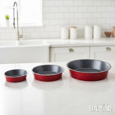 Премиум кръгла тава с мраморно покритие – идеална за сладкиши и печени ястия, снимка 3 - Съдове за готвене - 52687847