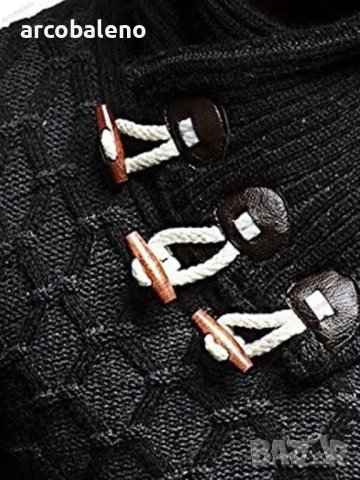 Нов модерен мъжки пуловер с копчета и широка яка, 3цвята - 023, снимка 5 - Пуловери - 42926991