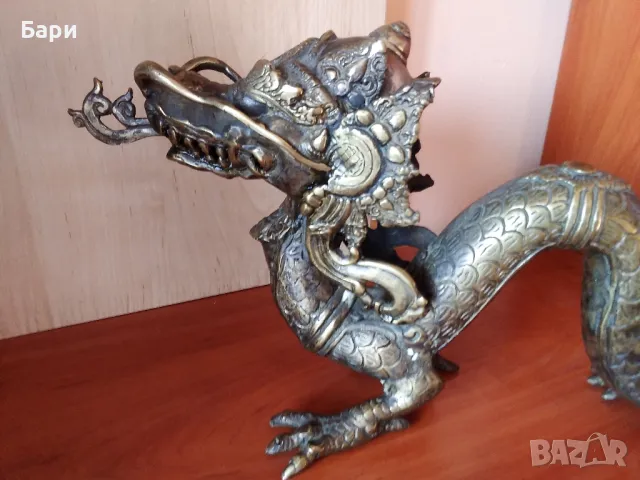 ВЕЛИКОЛЕПНА СТАРА БРОНЗОВА СКУЛПТУРА НА АЗИАТСКИ ДРАКОН, снимка 13 - Колекции - 47783398