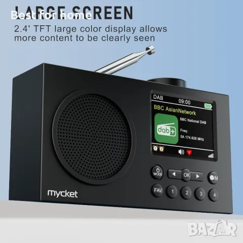 Преносимо DAB радио с Bluetooth,  Mycket, снимка 4 - Радиокасетофони, транзистори - 50176299