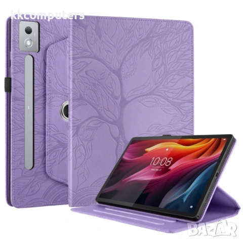 Кожен калъф Life Tree за Lenovo Tab P12 Pro 12.7 2025- "Щампа дърво", Ротираща стойка, Вкл. Протекто, снимка 3 - Калъфи, кейсове - 53030523