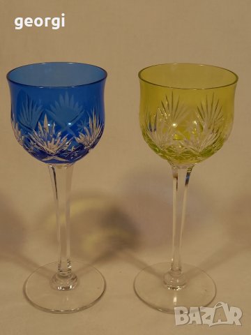 Две немски тънкостенни кристални чаши, снимка 1 - Чаши - 42899843