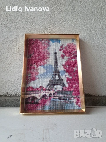 Диамантен гоблен Айфелова кула-готов и рамкиран, снимка 3 - Гоблени - 51287415