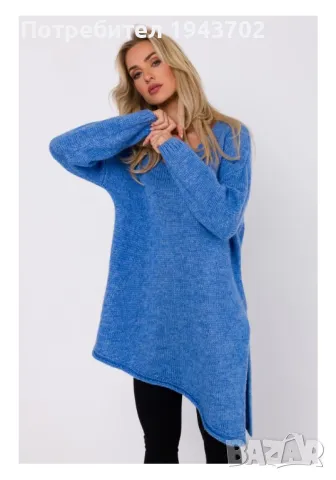 Асиметричен пуловер в син цвят M769 MOE, снимка 1