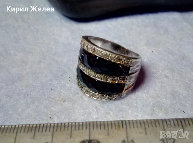 СТАР ШИКОЗЕН СТИЛЕН СРЕБЪРЕН ПРЪСТЕН СРЕБРО 925 с ФАСЕТИРАН ОБСИДИАН и ИСКРЯЩИ ЦИРКОНИ 49309, снимка 14 - Пръстени - 49294846