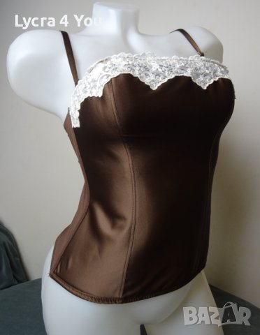 75В лъскав кафяв сатенен корсет , снимка 7 - Корсети, бюстиета, топове - 42488683