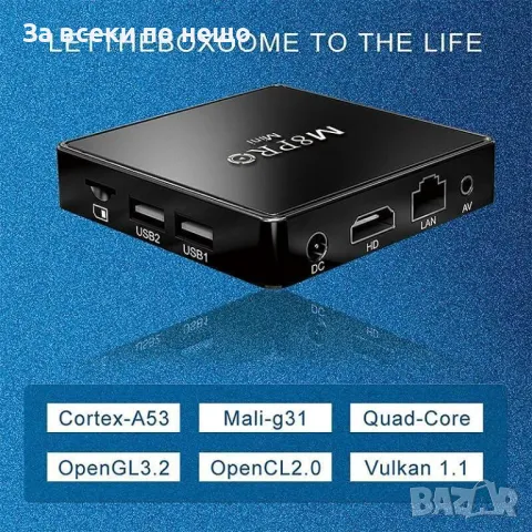 Конзола M8 Pro Android TV + два джойстика и дистанционно, 10000+ игри, снимка 3 - Друга електроника - 49248970