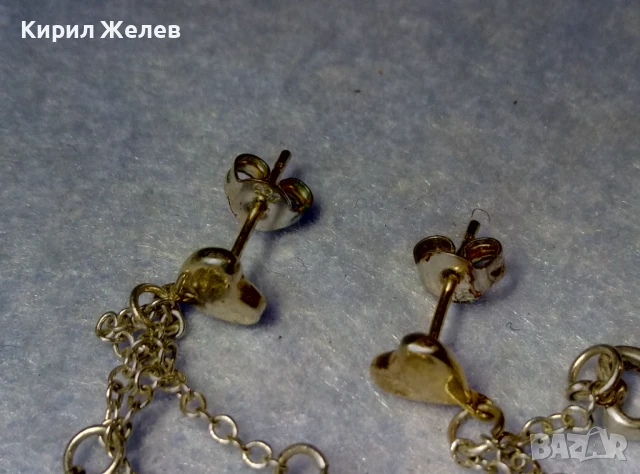 ПРЕКРАСНИ НЕЖНИ ПОСРЕБРЕНИ ОБЕЦИ СЪРЧИЦА от БЛАГОРОДНА СТОМАНА с ЖЪЛТА ПОЗЛАТА и ПЕЧАТИ 925 49443, снимка 7 - Обеци - 50530875