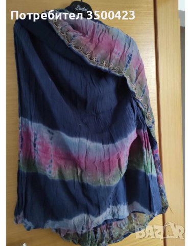 Синя копринена индийска пола на волани, снимка 3 - Поли - 42624919