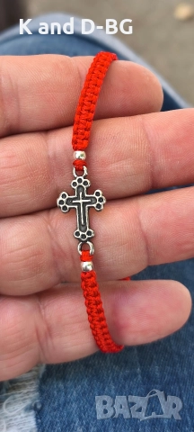 плетени гривни против уроки от червен конец и сребро 925, снимка 3 - Гривни - 52896002