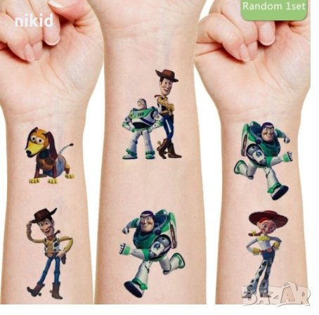 Toy Story Играта на играчките голям лист Tattoo татос татуировка временна детска татоси татуси, снимка 2 - Други - 31857730