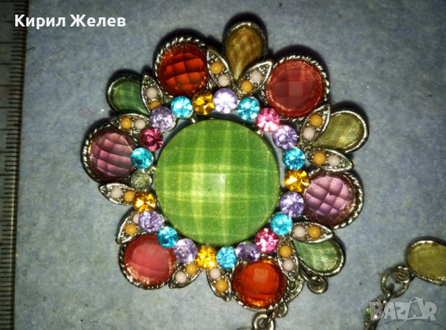 ПРЕКРАСНА ФЛОРАЛНА СРЕБРИСТА КРИСТАЛНА ВИНТИДЖ БРОШКА - ПЕНДАНТ 26588, снимка 2 - Други - 42082403