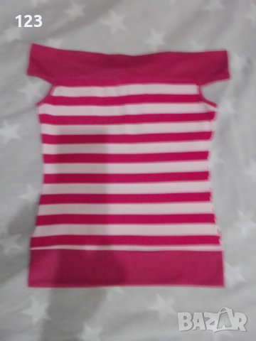 Блуза тип морска ( моряшка в розово), с открити рамене., снимка 3 - Тениски - 37732253