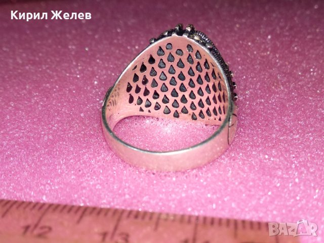 КРАСИВ СКЪПОЦЕНЕН АВТОРСКИ СРЕБЪРЕН ПРЪСТЕН СРЕБРО 925 с ШЛИФОВАН ХРИЗОПРАЗ и ПЕЧАТ на ЮВЕЛИРА 43354, снимка 10 - Пръстени - 44393980