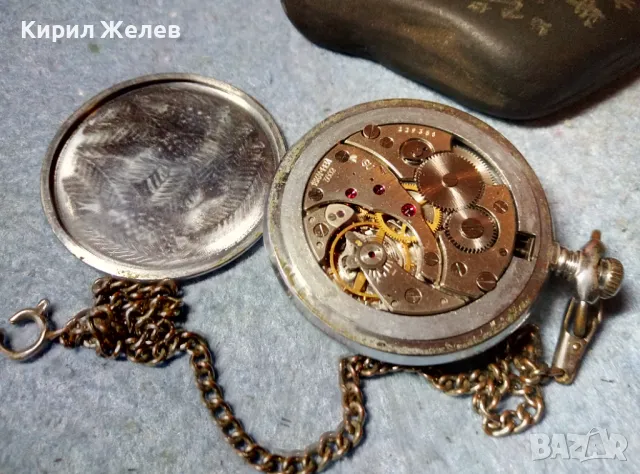 МЪЛНИЯ с ГЛУХАР Стар РЯДЪК РУСКИ ДЖОБЕН ЧАСОВНИК МОЛНИЯ 18 КАМЪКА СДЕЛАНО в СССР с КЮСТЕК 24451, снимка 4 - Антикварни и старинни предмети - 48288712